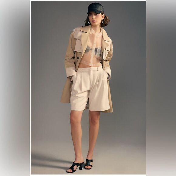 Anthropologie Maeve The Avery Pleated Trouser in cream Shorts -NWT. 8 - Picture 1 of 9